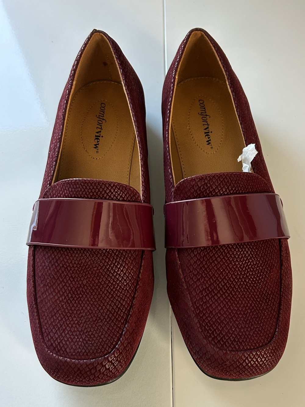 Comfortview Fiona Wide Width Loafer Women's 7.5 WW Burgundy Red Flat Slip On